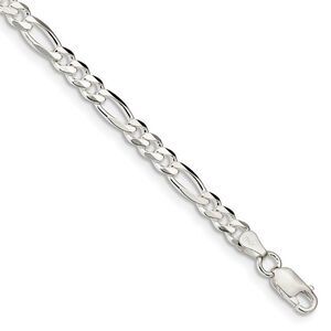 Sterling Silver 4.5mm Solid Figaro Chain Bracelet or Anklet, 9 Inch